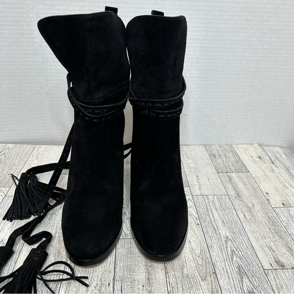 Michael Kors Collection Palmer suede tassel heeled bootie black size 36 Euro - Picture 2 of 13